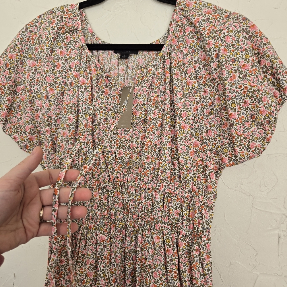 NEW J. Crew Floral Cinched Waist Puff Sleeve Dress - Picture 7 of 14